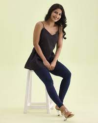 women's ankle-fit leggings navy-blue