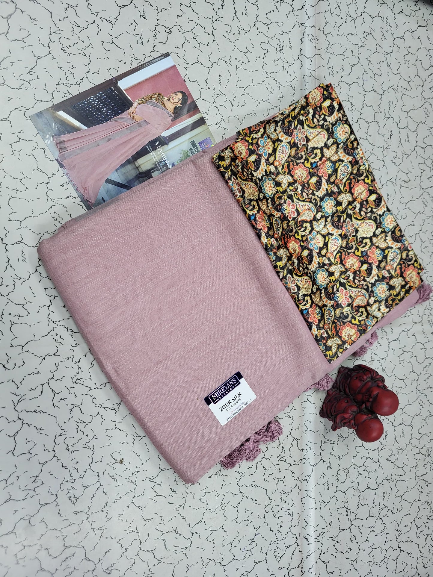 Elegant Plain linen  khadi With kalamkari blouse