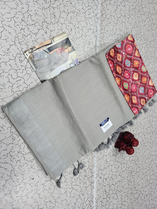 Elegant Plain linen  khadi With kalamkari blouse