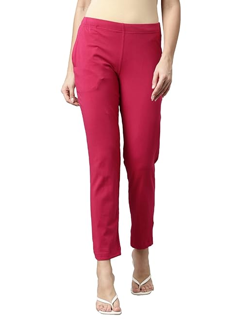 women's Kurti pants with one-side pocket rani pink